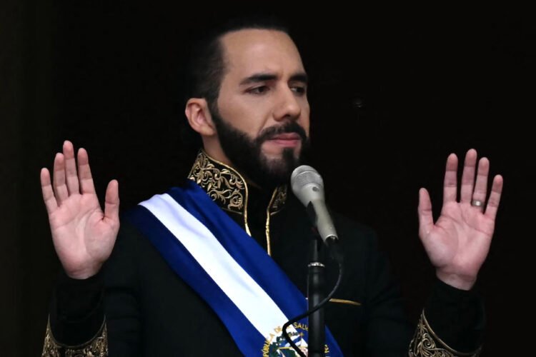 El Salvador's President Nayib Bukele addresses the attendees during his inauguration ceremony at the National Palace in downtown San Salvador on June 1, 2024. - Bukele is sworn in for a second term, more popular -- and more powerful -- than ever. The 42-year-old, reelected in February with 85 percent of the vote, is set to govern for another five years with near-total control of parliament and other state institutions. (Photo by Marvin RECINOS / AFP)